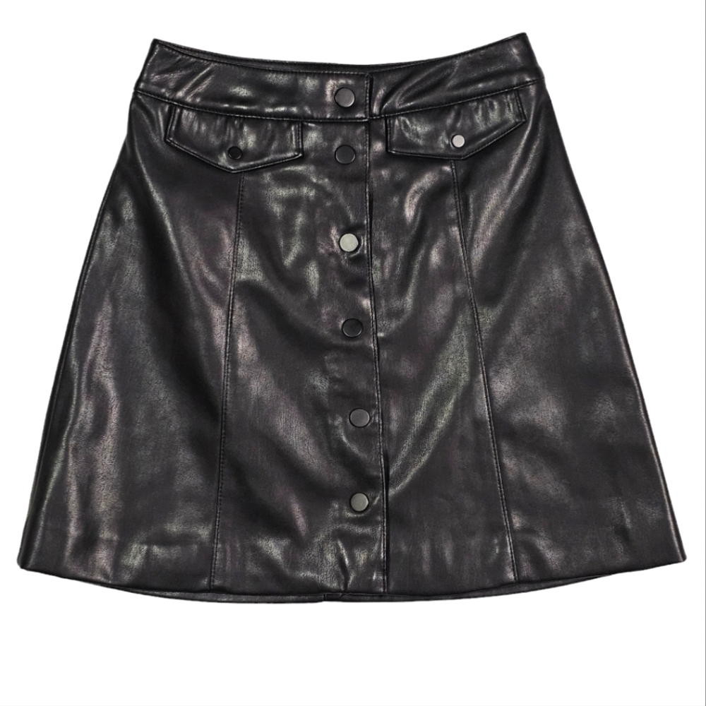 H&M Black Leather Skirt